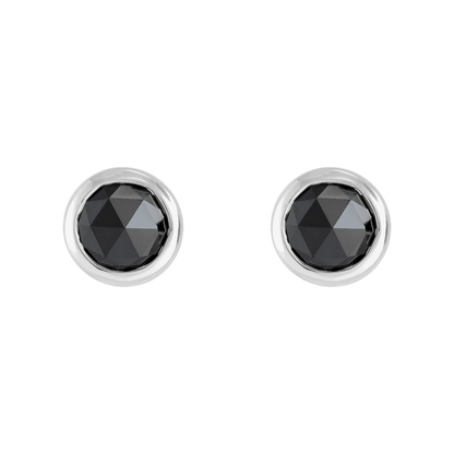 Rose-Cut Black Diamond Stud Earrings