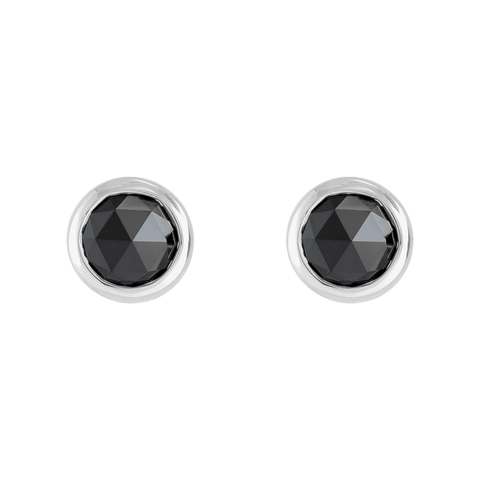 Rose-Cut Black Diamond Stud Earrings