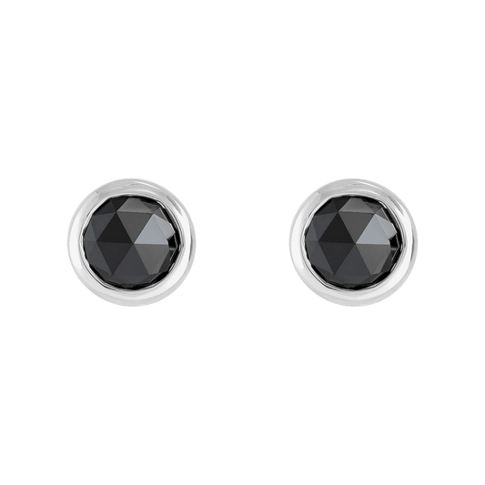 Rose-Cut Black Diamond Stud Earrings