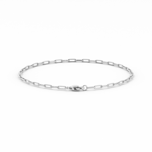 14K White Gold Paperclip Bracelet