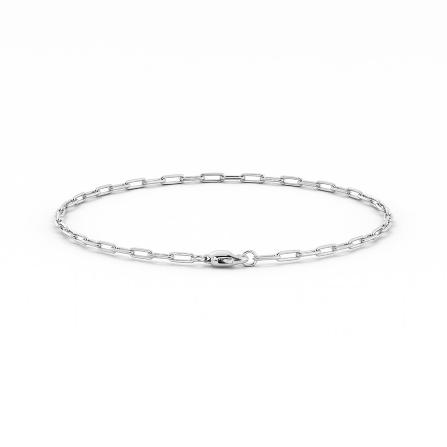 10K White Gold Paperclip Bracelet