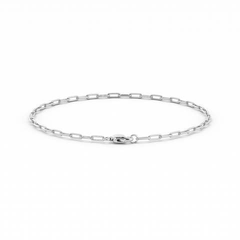 10K White Gold Paperclip Bracelet