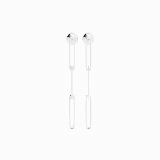14K White Gold Paperclip Earring