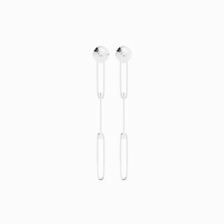 14K White Gold Paperclip Earring
