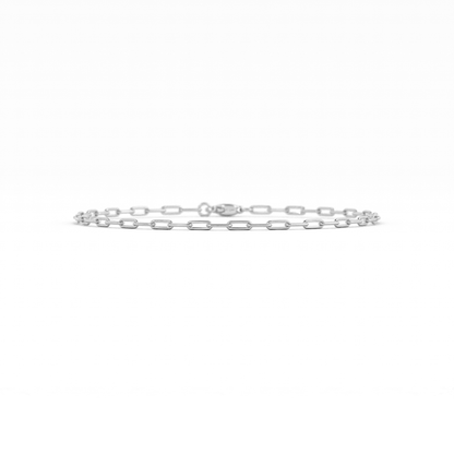 10K White Gold Paperclip Bracelet
