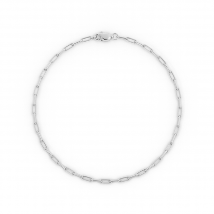 14K White Gold Paperclip Bracelet