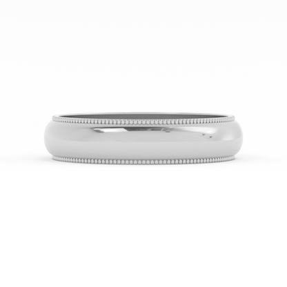 Platinum 5mm Milgrain Domed Comfort Fit Wedding Band
