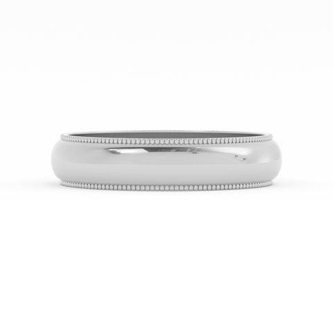 Platinum 5mm Milgrain Domed Comfort Fit Wedding Band