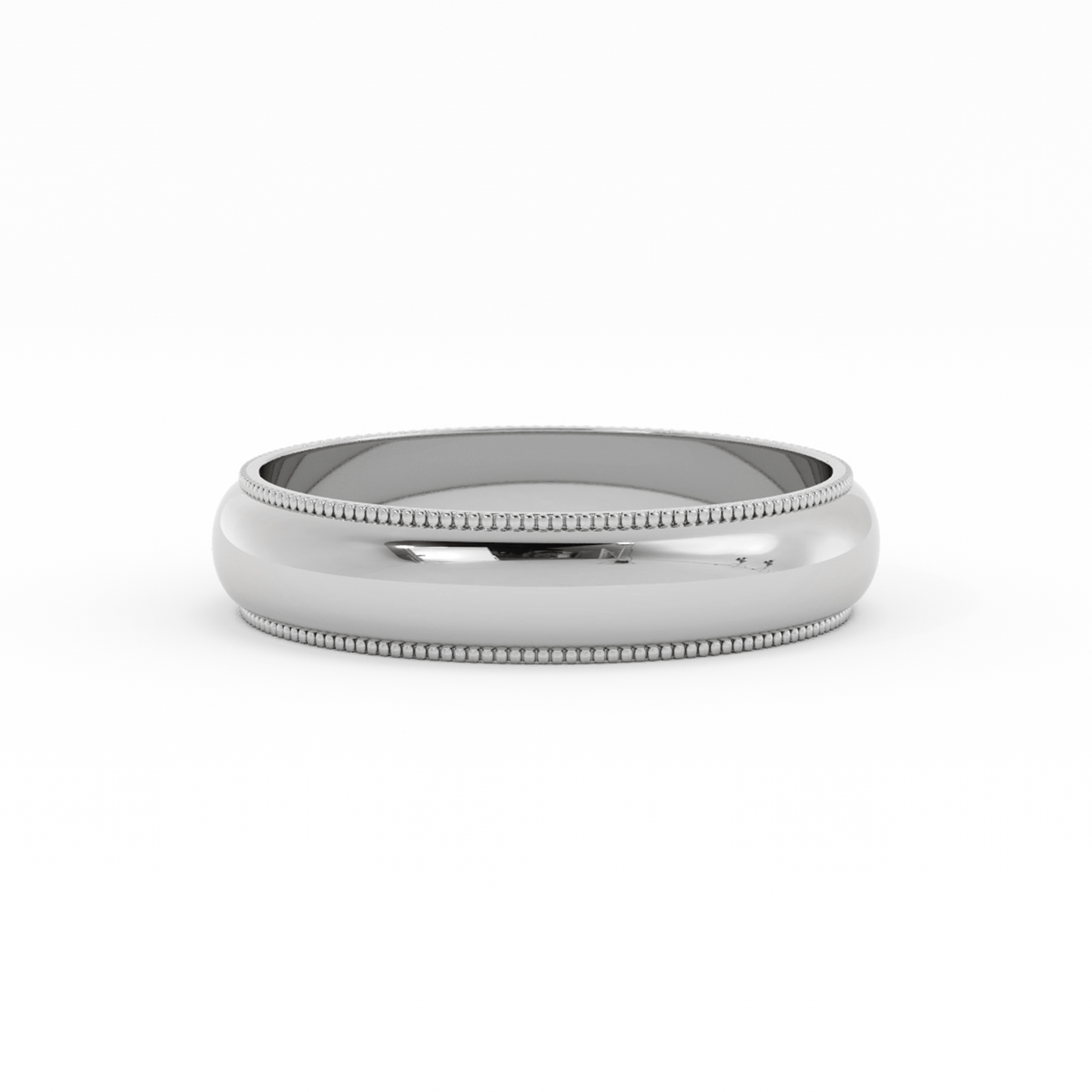 Platinum 5mm Milgrain Domed Comfort Fit Wedding Band