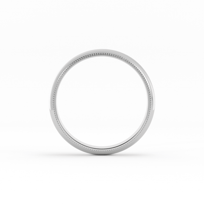 18K White Gold 5mm Milgrain Domed Comfort Fit Wedding Band