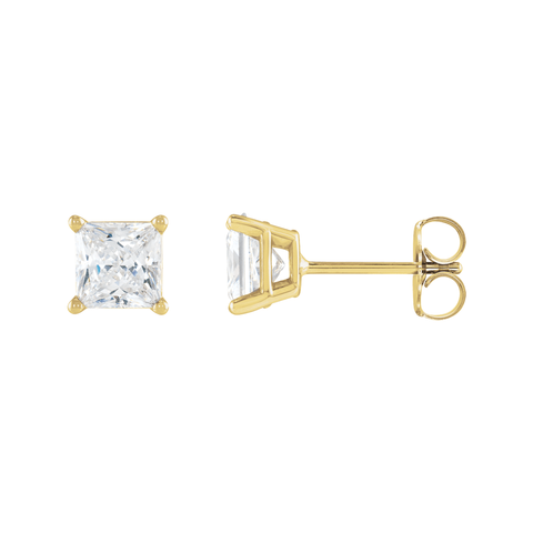 Princess-Cut Diamond Stud Earrings