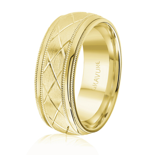 Satin Milgrain Lattice Pattern 8mm Band