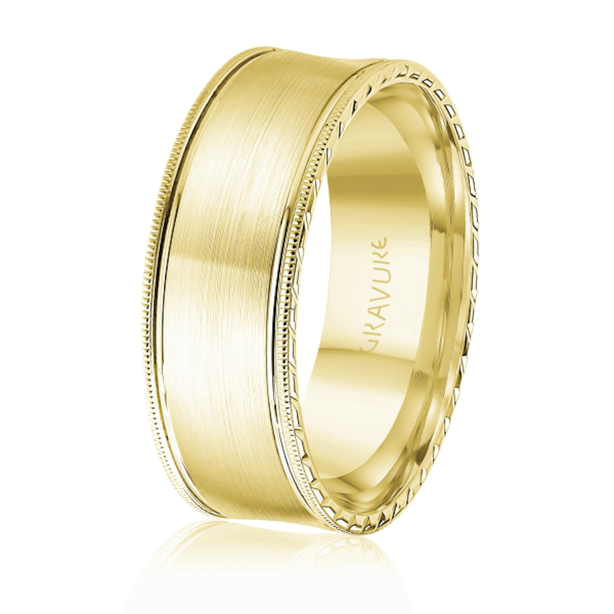 Raised Satin Center with Milgrain Satin and milgrain 10K Yellow Gold ...