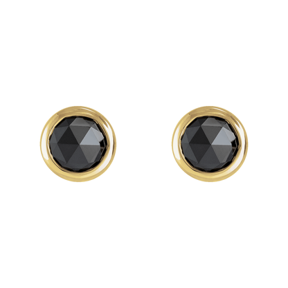 Rose-Cut Black Diamond Stud Earrings