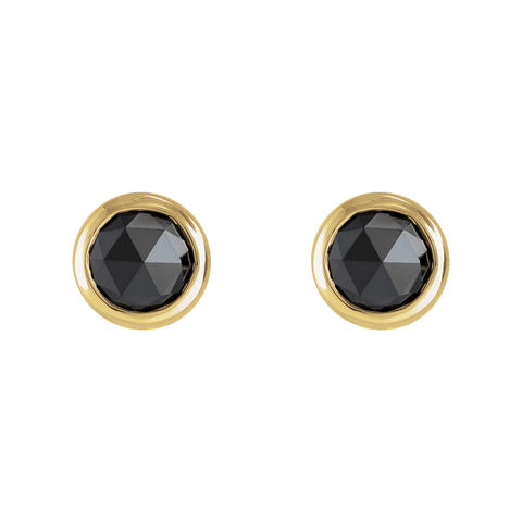 Rose-Cut Black Diamond Stud Earrings