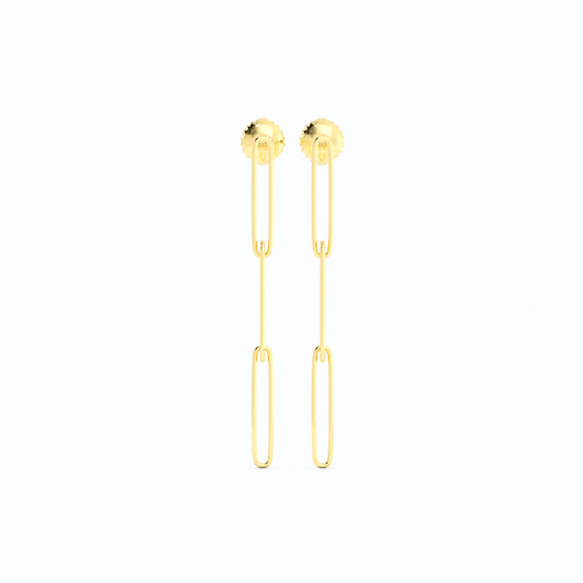 14K Yellow Gold Paperclip Earring