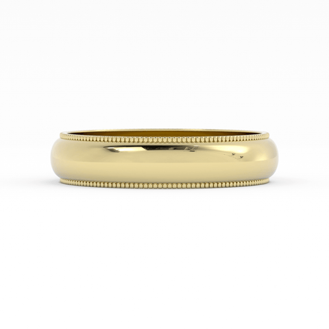 10K Yellow Gold 5mm Milgrain Domed Comfort Fit Wedding Band