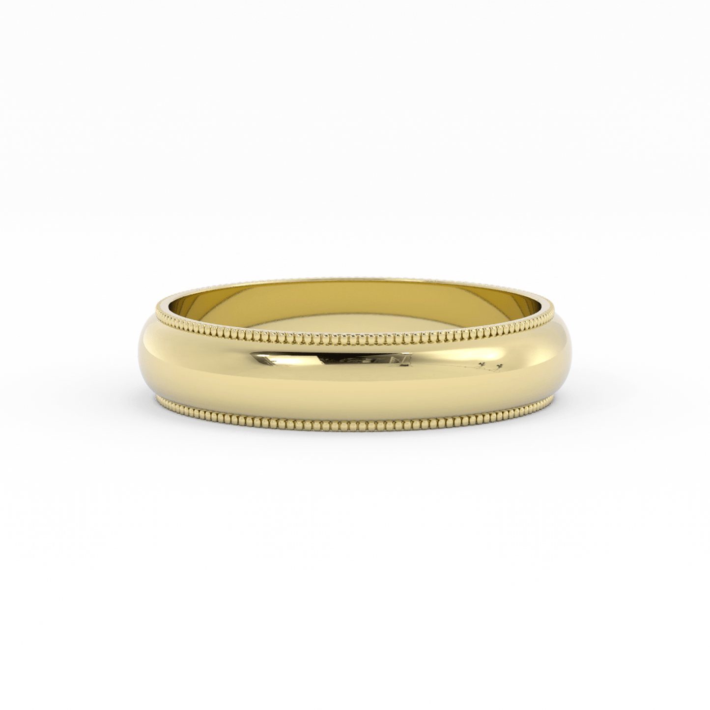 10K Yellow Gold 5mm Milgrain Domed Comfort Fit Wedding Band