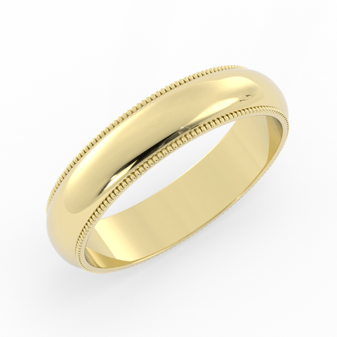 10K Yellow Gold 5mm Milgrain Domed Comfort Fit Wedding Band