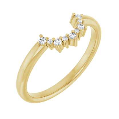 14K Yellow Gold Alternating Stone Contour Wedding Band