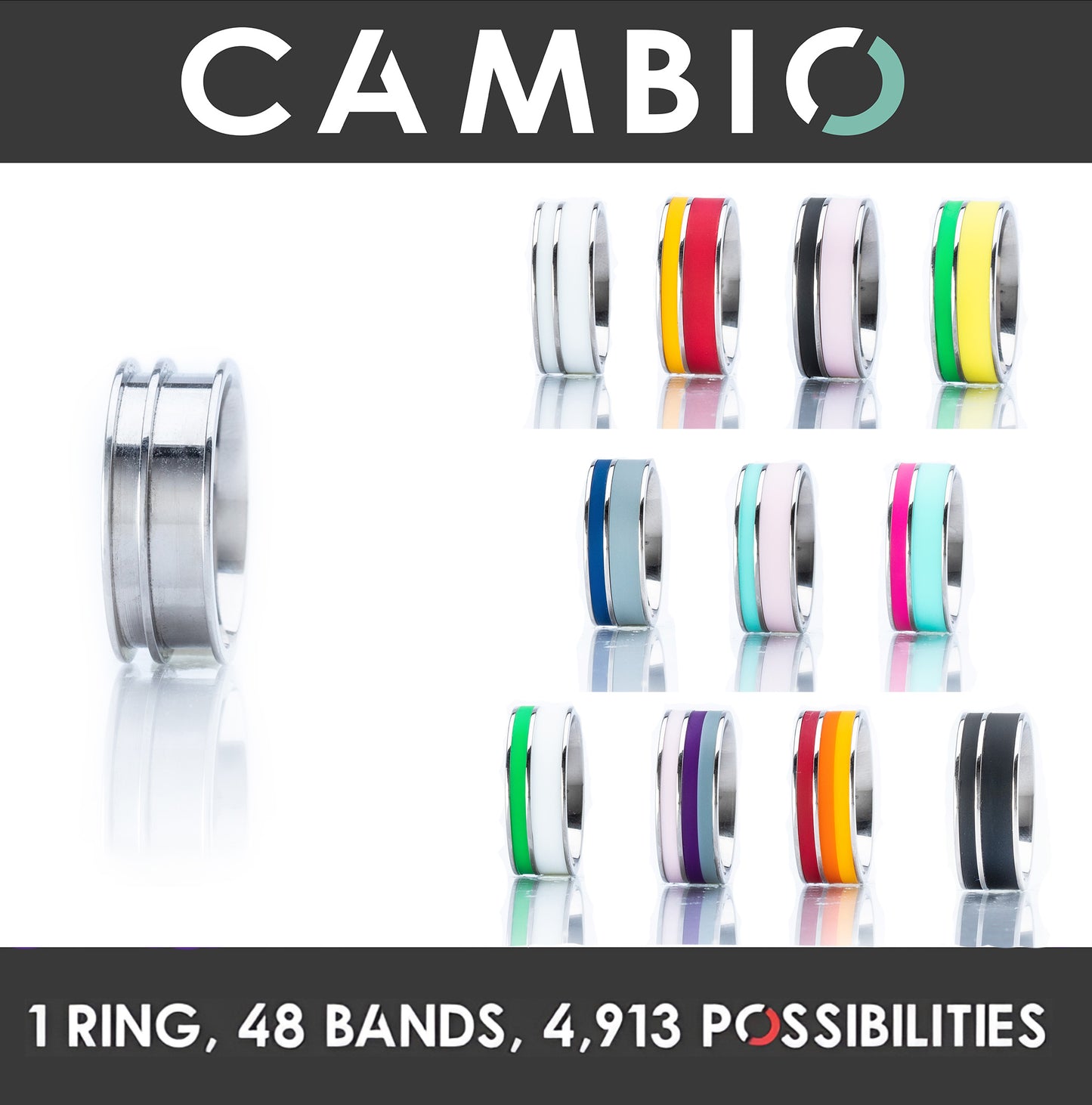 Grey Titanium Cambio Paris 8mm Ring