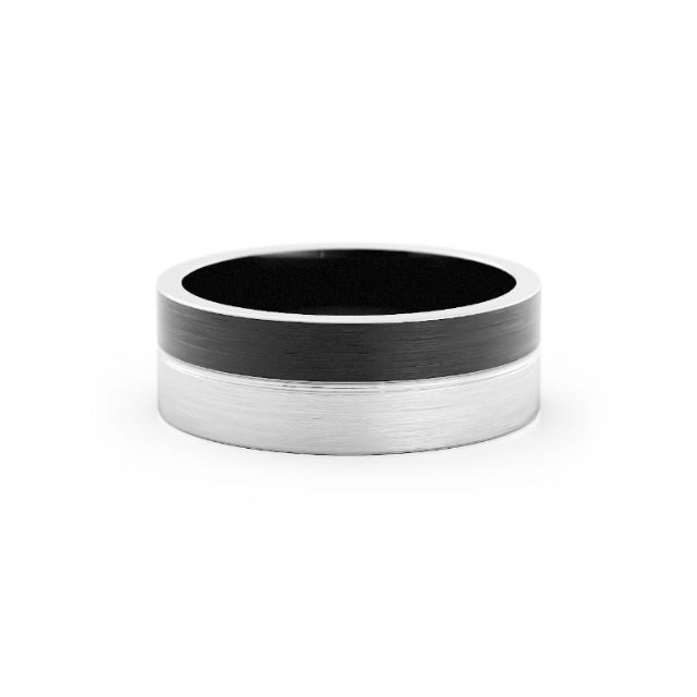 Two-Tone Black/White Cobalt 7mm Wedding Band