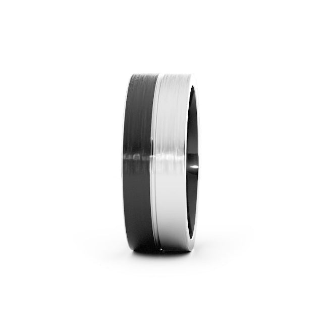 Two-Tone Black/White Cobalt 7mm Wedding Band