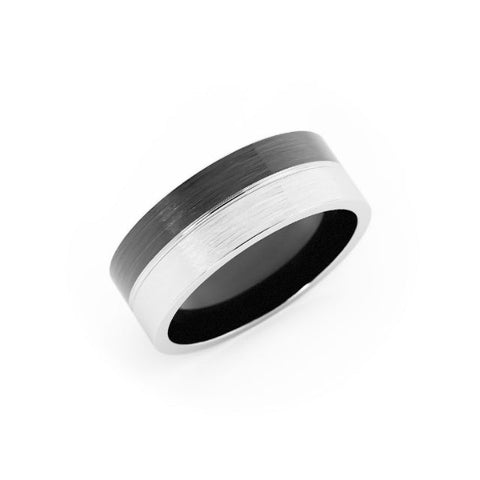 Two-Tone Black/White Cobalt 7mm Wedding Band