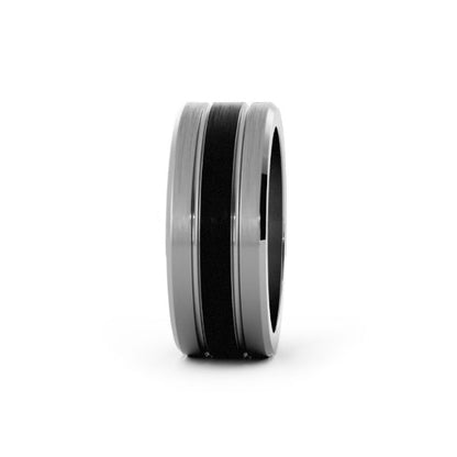 Two-Tone Black/White Cobalt 8mm Wedding Band