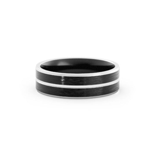 Two-Tone Black/White Cobalt 6mm Wedding Band