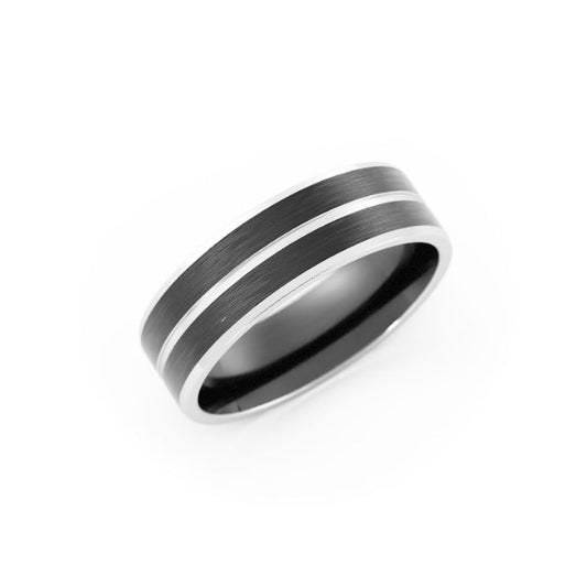 Two-Tone Black/White Cobalt 6mm Wedding Band