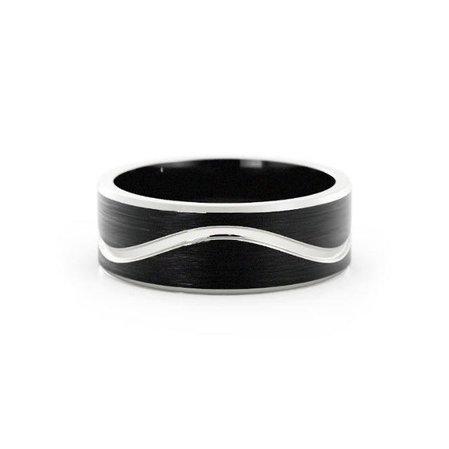 Two-Tone Black Cobalt/White Cobalt 7mm Wedding Band