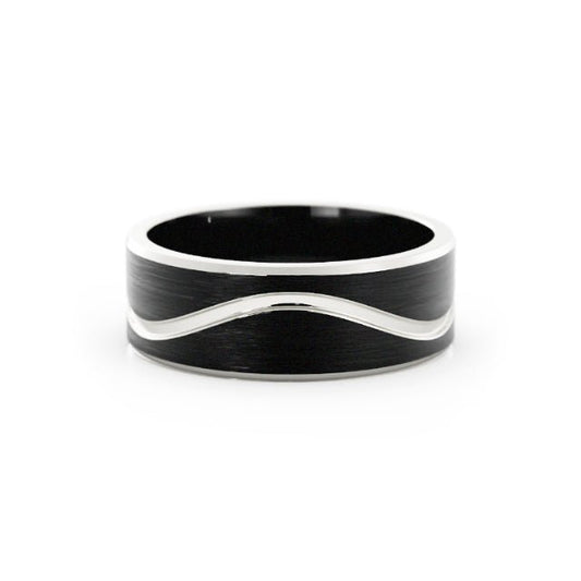 Two-Tone Black Cobalt/White Cobalt 7mm Wedding Band