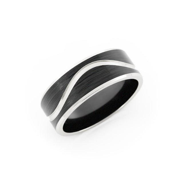Two-Tone Black Cobalt/White Cobalt 7mm Wedding Band