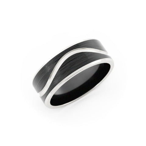 Two-Tone Black Cobalt/White Cobalt 7mm Wedding Band