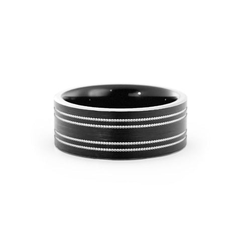 Two-Tone Black/White Cobalt 8mm Wedding Band