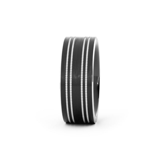 Two-Tone Black/White Cobalt 8mm Wedding Band
