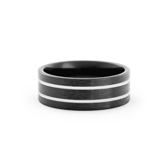Two-Tone Black/White Cobalt 7mm Wedding Band
