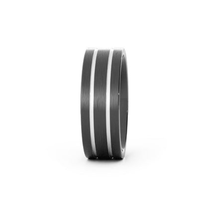 Two-Tone Black/White Cobalt 7mm Wedding Band
