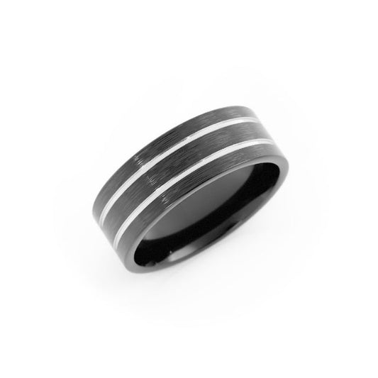 Two-Tone Black/White Cobalt 7mm Wedding Band