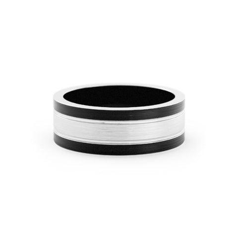 Two-Tone Black/White Cobalt 7mm Wedding Band