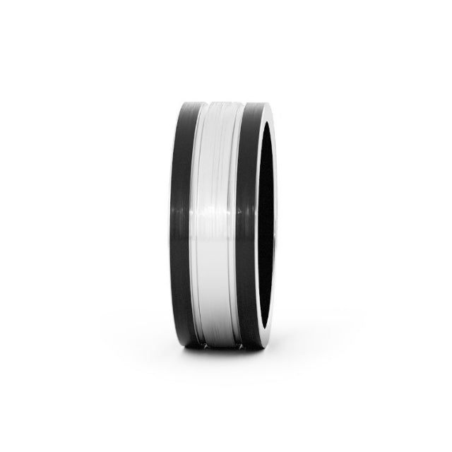 Two-Tone Black/White Cobalt 7mm Wedding Band