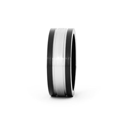 Two-Tone Black/White Cobalt 7mm Wedding Band