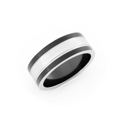 Two-Tone Black/White Cobalt 7mm Wedding Band