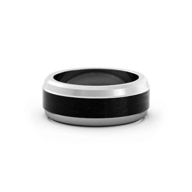 Two-Tone Black/White Cobalt 8mm Wedding Band