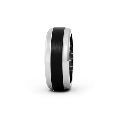 Two-Tone Black/White Cobalt 8mm Wedding Band