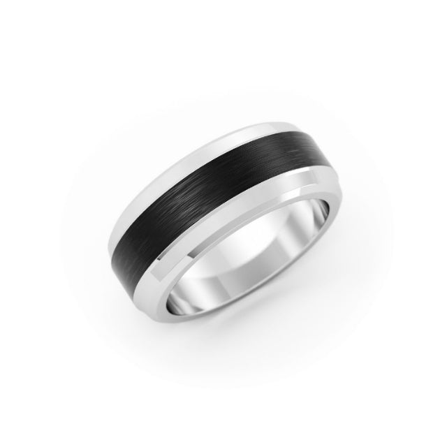 Two-Tone Black/White Cobalt 8mm Wedding Band