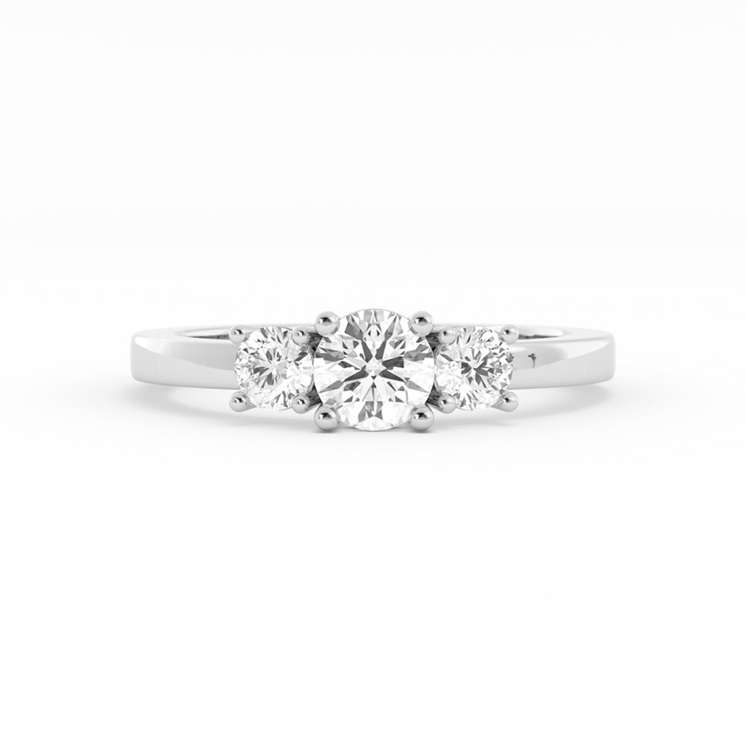 0.5ct Lab Grown Diamond Round Three Stone Platinum Engagement Ring