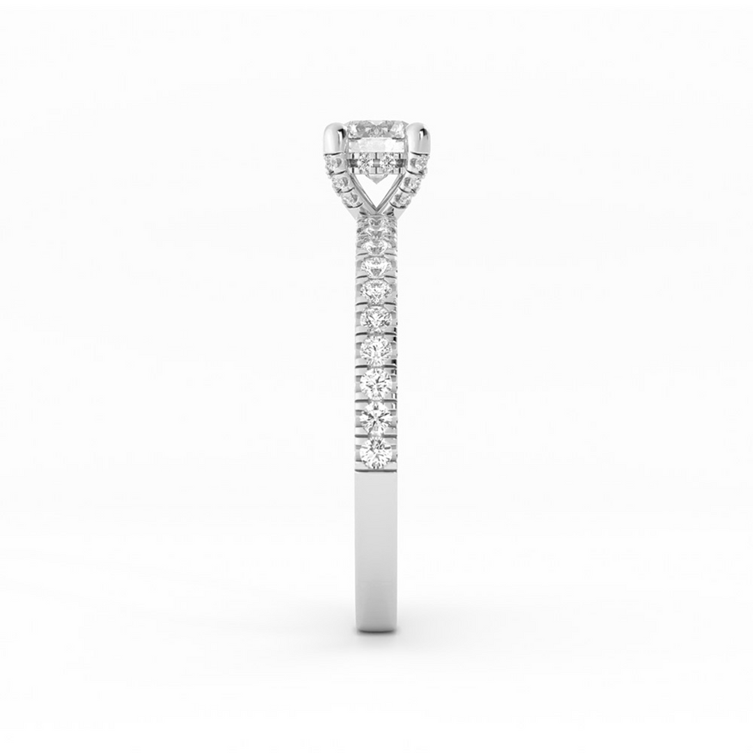 Pave Lab Grown Diamond Halo, Accent Engagement Ring