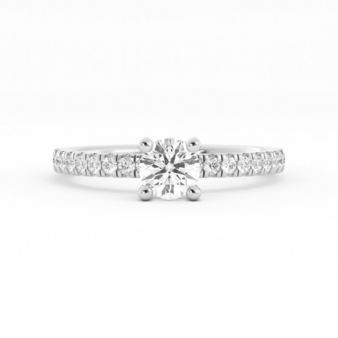 0.5ct Lab Grown Diamond Pave Halo, Accent Platinum Engagement Ring